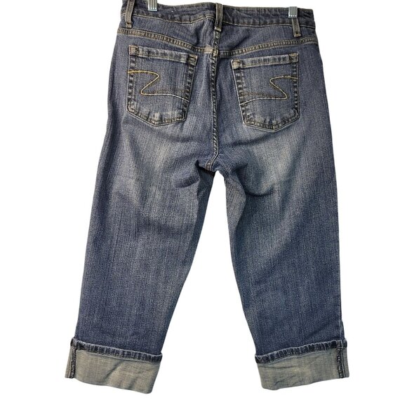 Liz & Co. Womens Size 8 Stretch Denim Capri Jeans Cuffed Leg - Picture 2 of 8